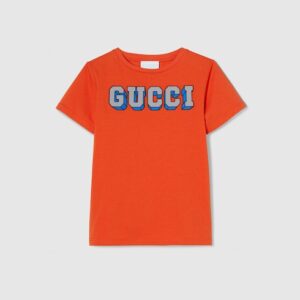 Children's cotton orange T-shirt with print