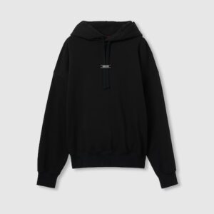 Cotton jersey black hooded