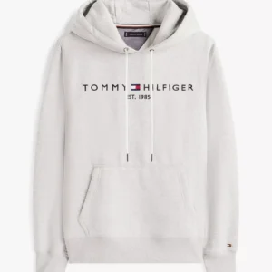 Embroidered Tommy Logo Grey Hoodie