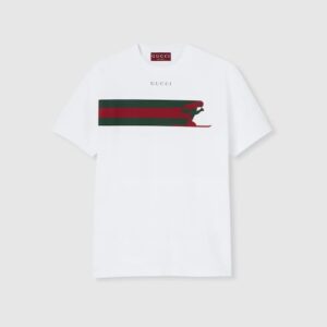 Cotton jersey white T-shirt with print