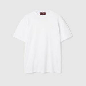 Cotton jersey white T-shirt with embroidery